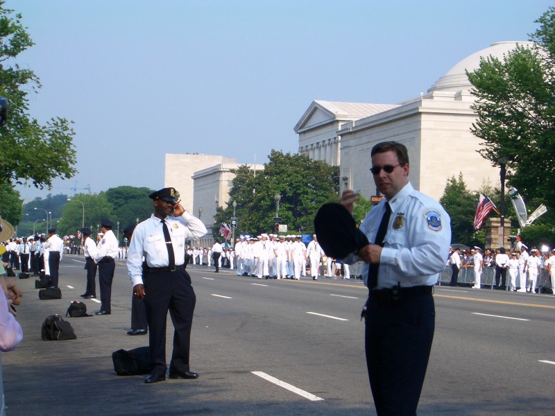 Sailors taking their place along the route